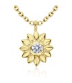 Beautiful Sunflower Shaped CZ Crystal Silver Necklace SPE-5251